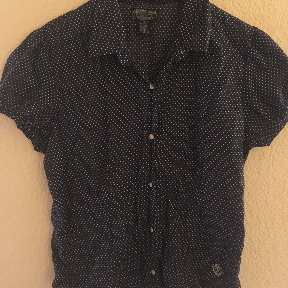 Polo navy with white polka dots size xl junior